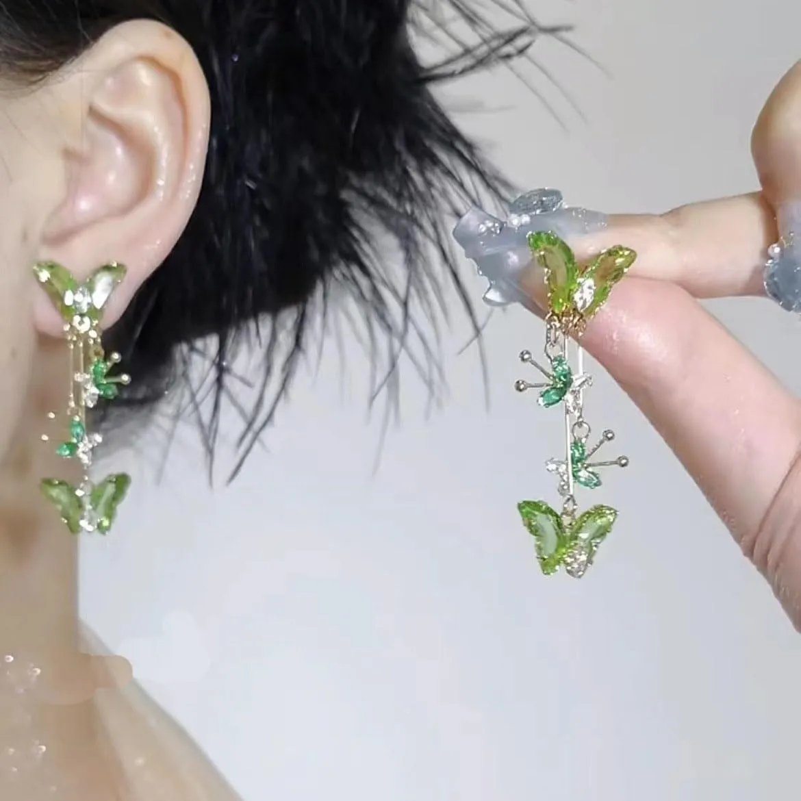 Crystal Butterfly Tassel Zircon Rhinestone Drop Dangle Earrings - Wedding Jewelry Gifts for Women