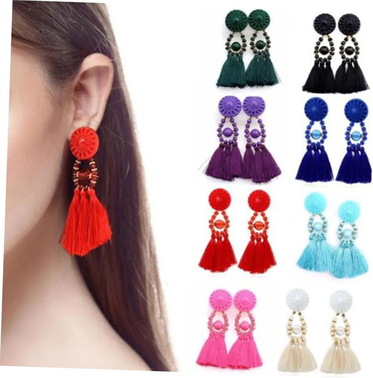 Dangle Earrings Acrylic Hoop Earrings Acrylic Earrings Fashion Ethnic Tassel Earrings Crystal Women