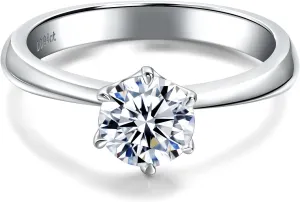 DAYBYDAY Moissanite Rings for Women, 925 Sterling Silver Round/Pear/Heart/Oval Cut Lab Created Diamond Ring, 1-3ct D Color VVS1 Moissanite Engagement Wedding Rings