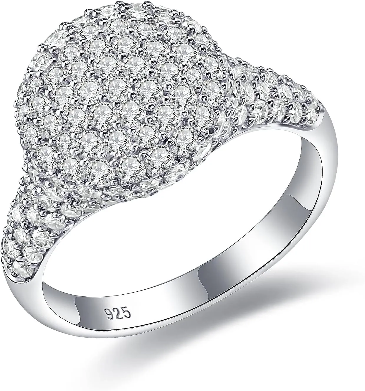 DAYBYDAY Moissanite Rings for Women, 925 Sterling Silver Round/Pear/Heart/Oval Cut Lab Created Diamond Ring, 1-3ct D Color VVS1 Moissanite Engagement Wedding Rings