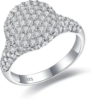 DAYBYDAY Moissanite Rings for Women, 925 Sterling Silver Round/Pear/Heart/Oval Cut Lab Created Diamond Ring, 1-3ct D Color VVS1 Moissanite Engagement Wedding Rings