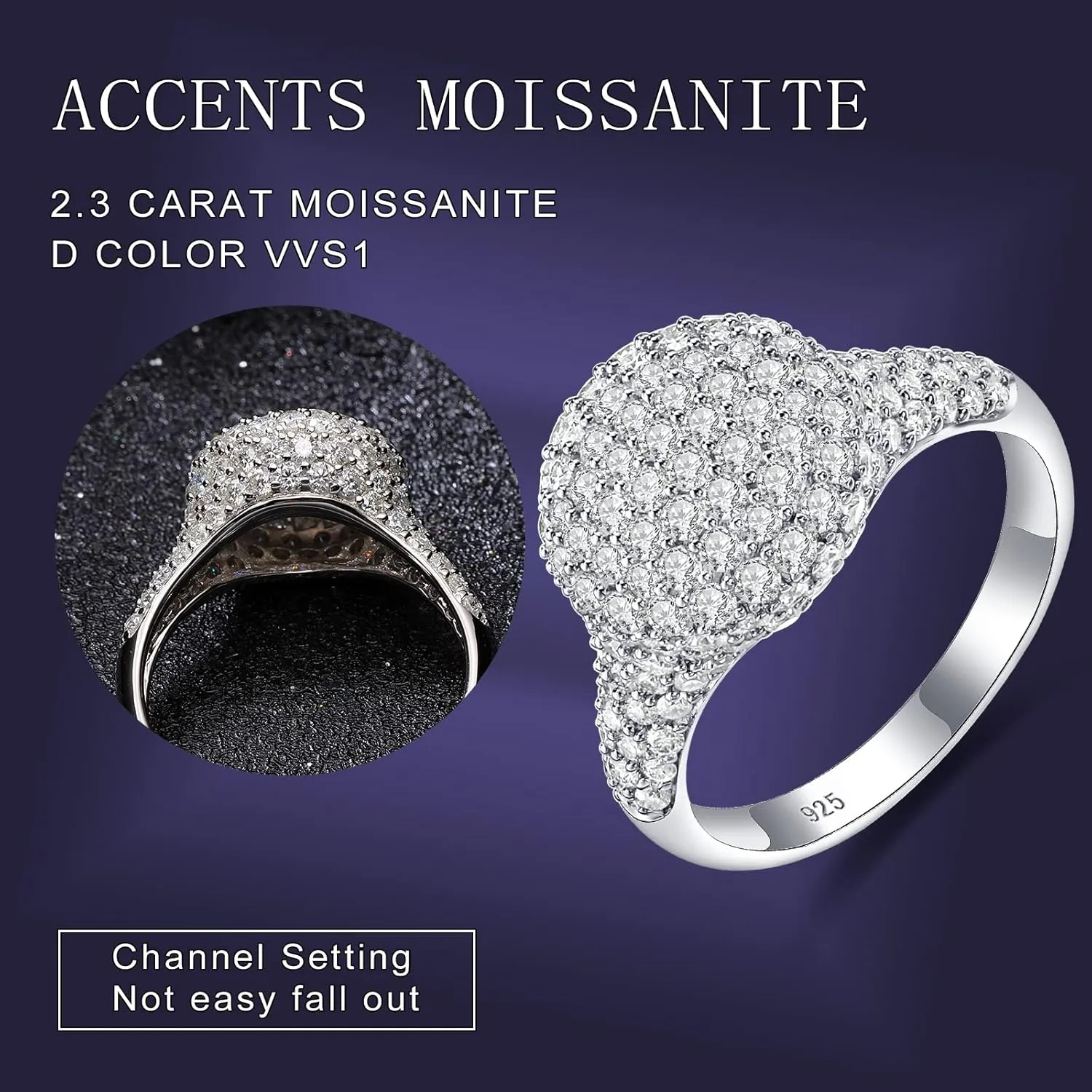 DAYBYDAY Moissanite Rings for Women, 925 Sterling Silver Round/Pear/Heart/Oval Cut Lab Created Diamond Ring, 1-3ct D Color VVS1 Moissanite Engagement Wedding Rings