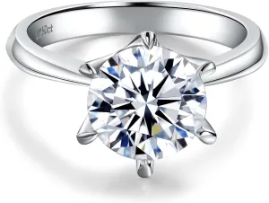 DAYBYDAY Moissanite Rings for Women, 925 Sterling Silver Round/Pear/Heart/Oval Cut Lab Created Diamond Ring, 1-3ct D Color VVS1 Moissanite Engagement Wedding Rings