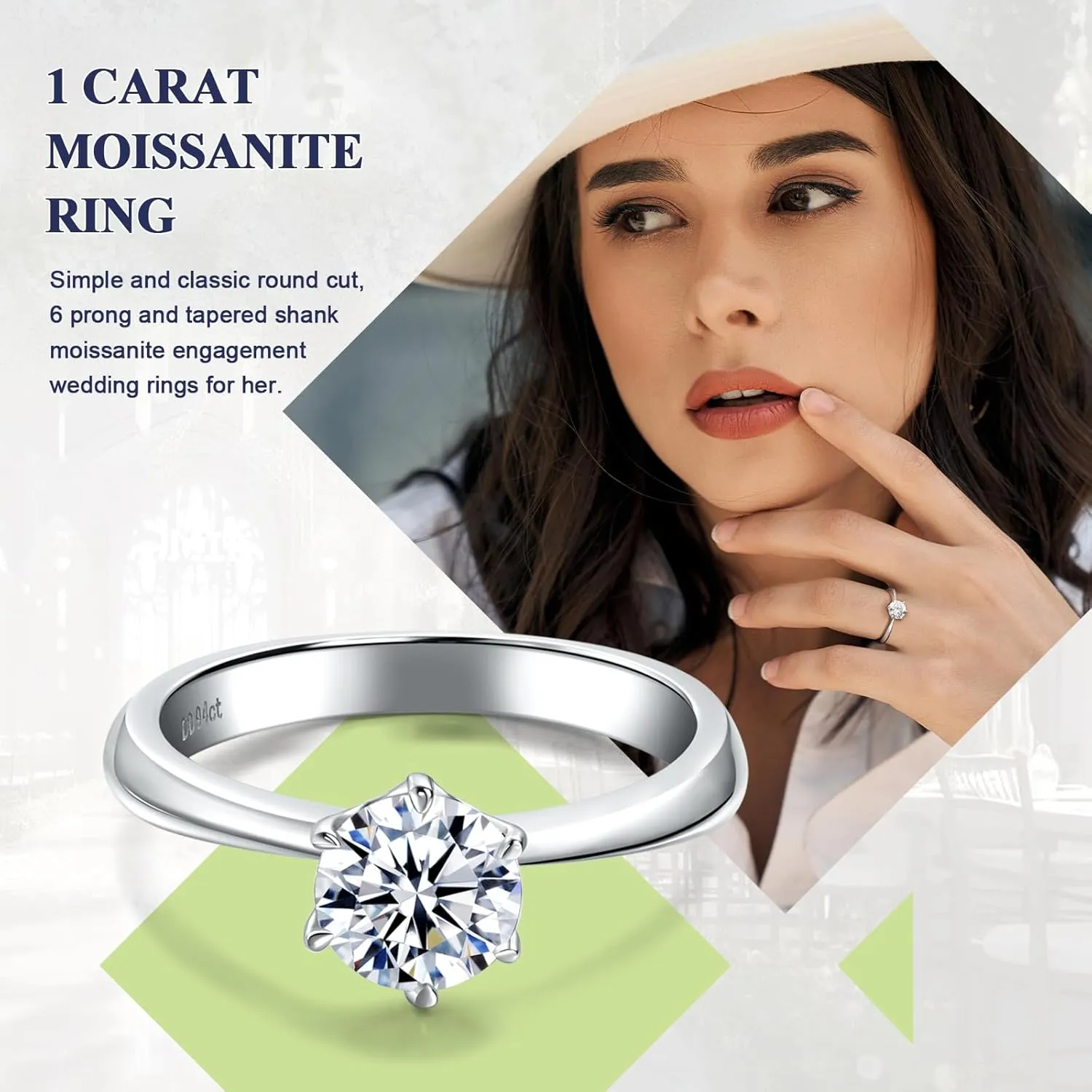 DAYBYDAY Moissanite Rings for Women, 925 Sterling Silver Round/Pear/Heart/Oval Cut Lab Created Diamond Ring, 1-3ct D Color VVS1 Moissanite Engagement Wedding Rings