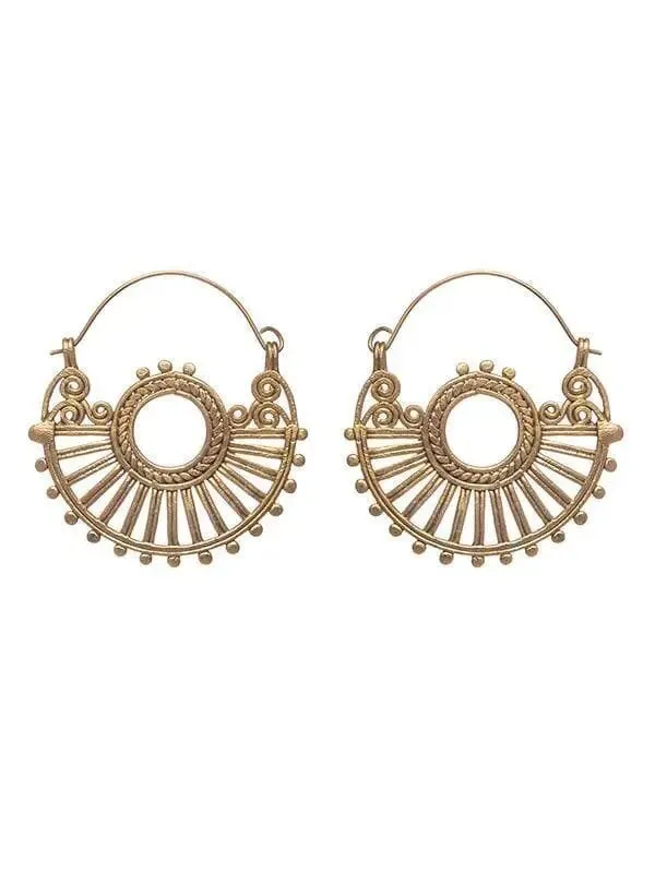 Dhokra Geometric Bali Earrings