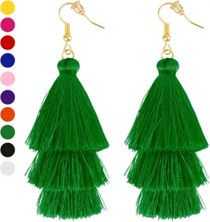 Earrings for Women Dangling, Layered Tassel Earrings Fringe Earrings Bohemian Studs Drop Earrings