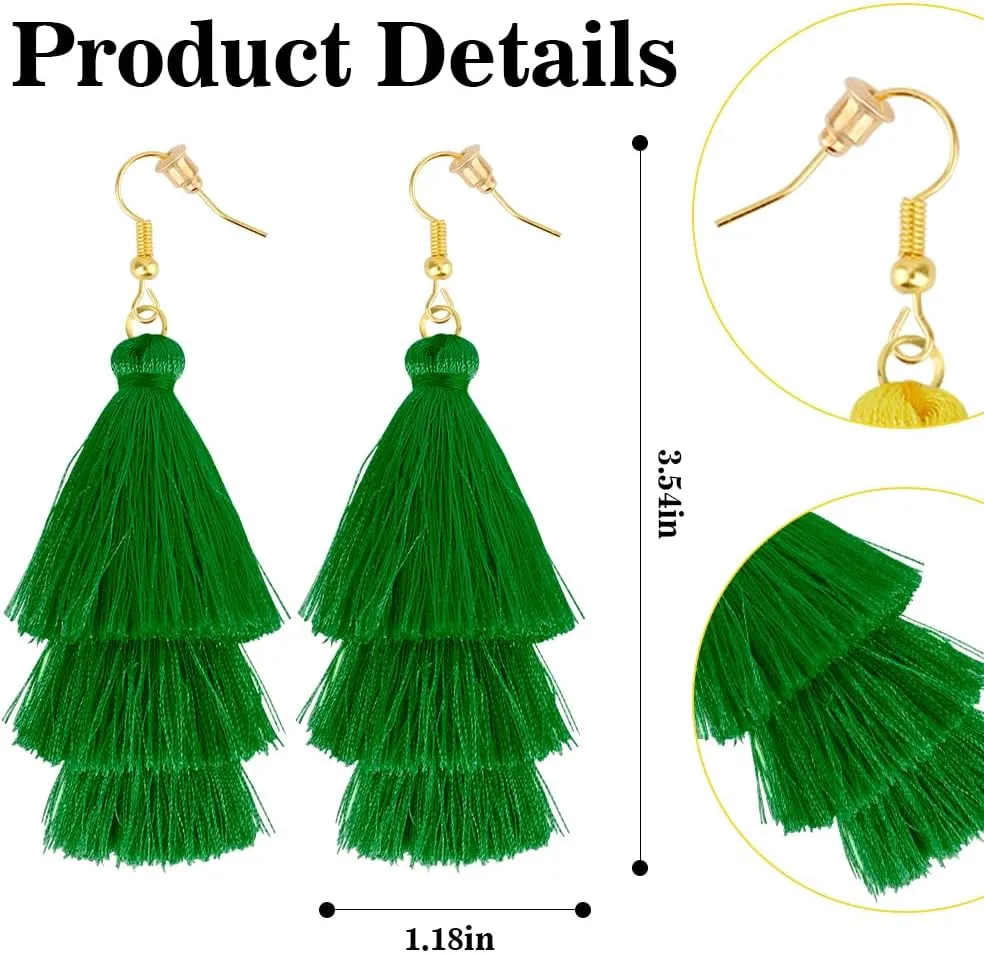 Earrings for Women Dangling, Layered Tassel Earrings Fringe Earrings Bohemian Studs Drop Earrings