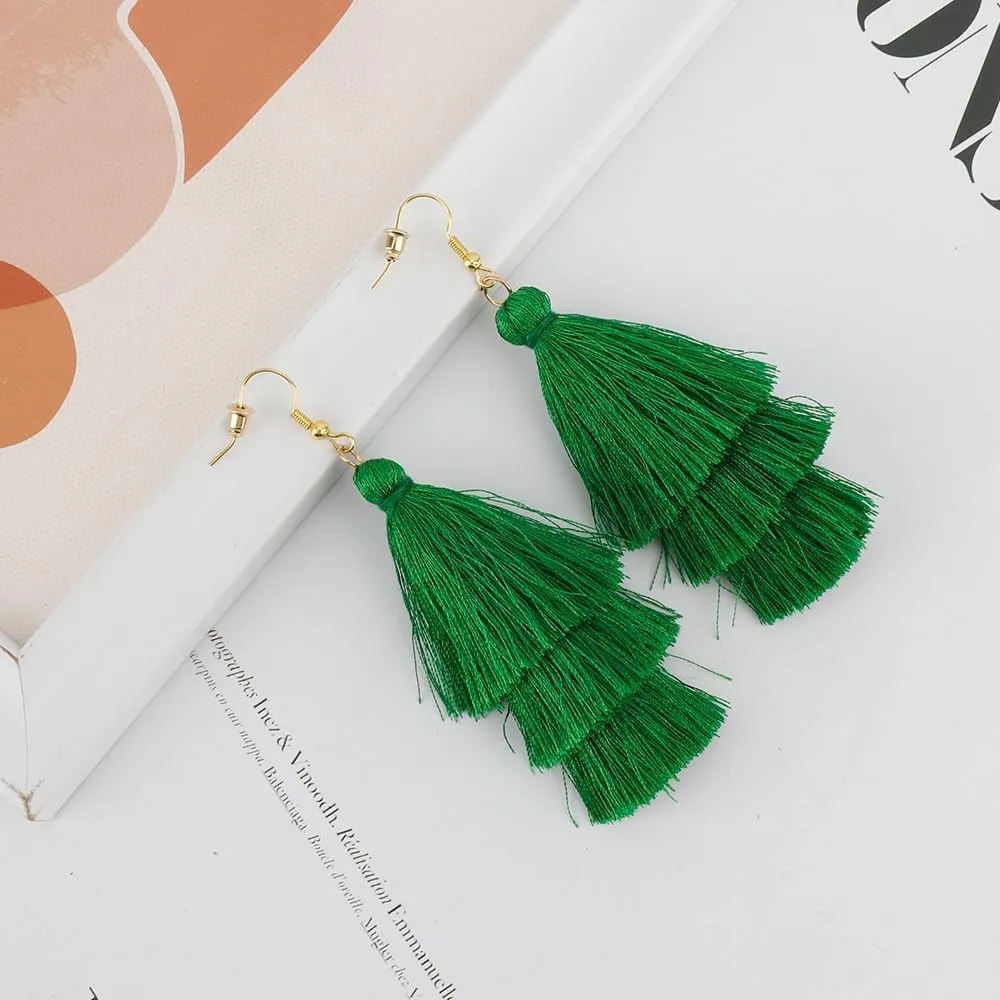 Earrings for Women Dangling, Layered Tassel Earrings Fringe Earrings Bohemian Studs Drop Earrings