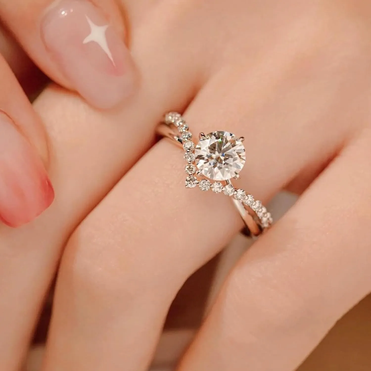 Engagement Ring Moissanite Rings for Women Sterling Silver Ring Wedding Promise Rings for Her