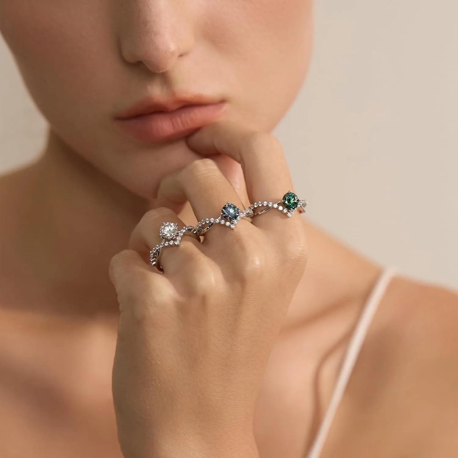 Engagement Ring Moissanite Rings for Women Sterling Silver Ring Wedding Promise Rings for Her