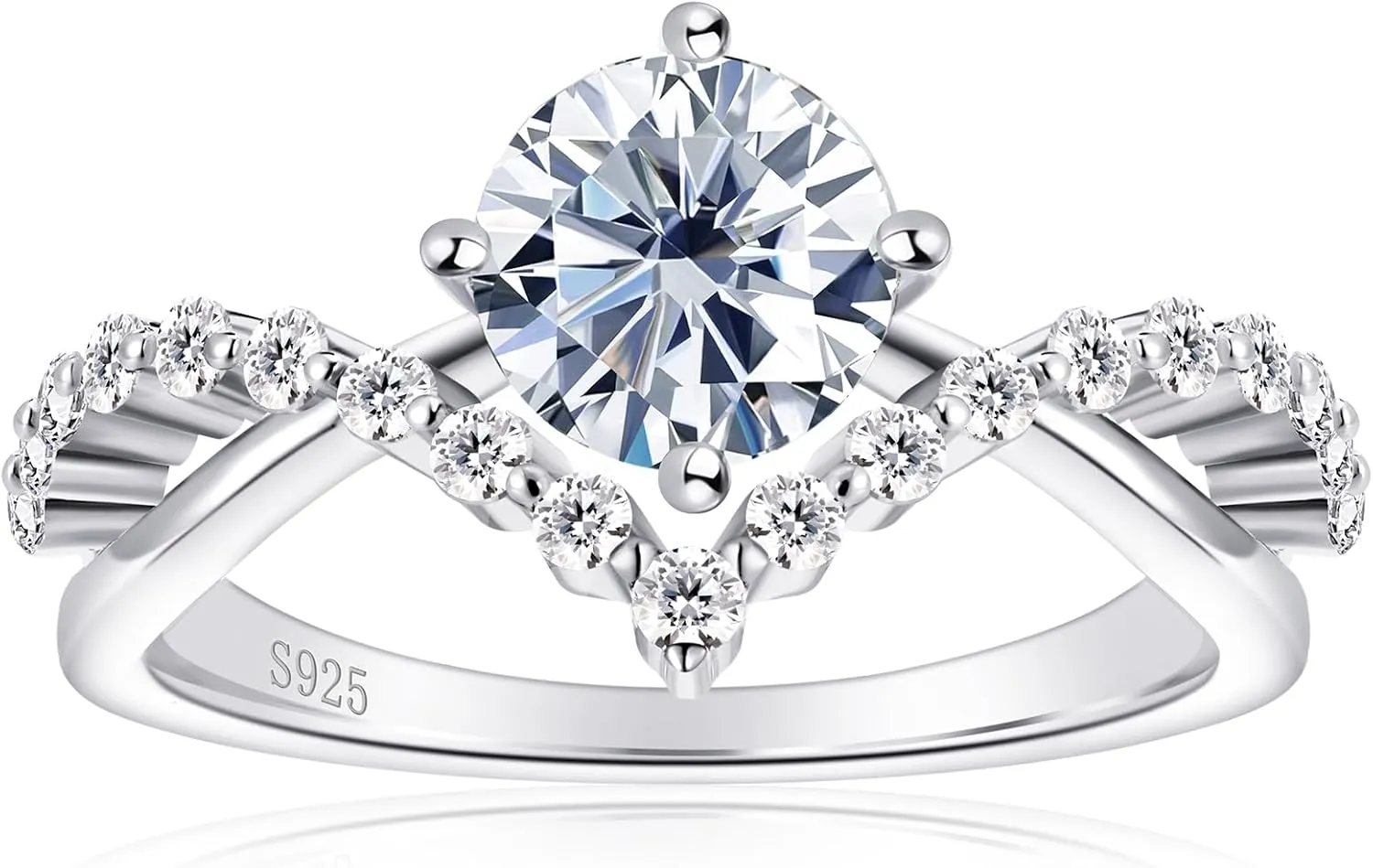 Engagement Ring Moissanite Rings for Women Sterling Silver Ring Wedding Promise Rings for Her