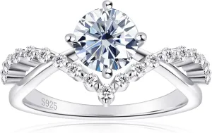 Engagement Ring Moissanite Rings for Women Sterling Silver Ring Wedding Promise Rings for Her