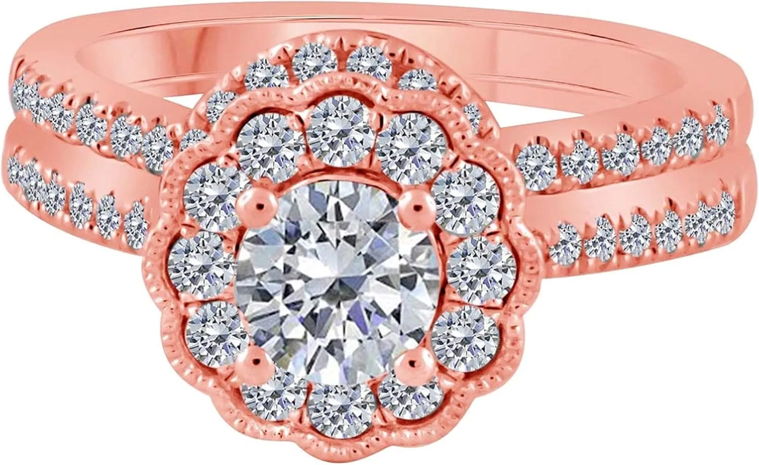 Engagement Rings for Women 1.25 Carat 14K Diamond Bridal Set Engagement Ring In Solid Rose, White & Yellow Gold Wedding Jewelry Collection -Valentines Day Gift for Her