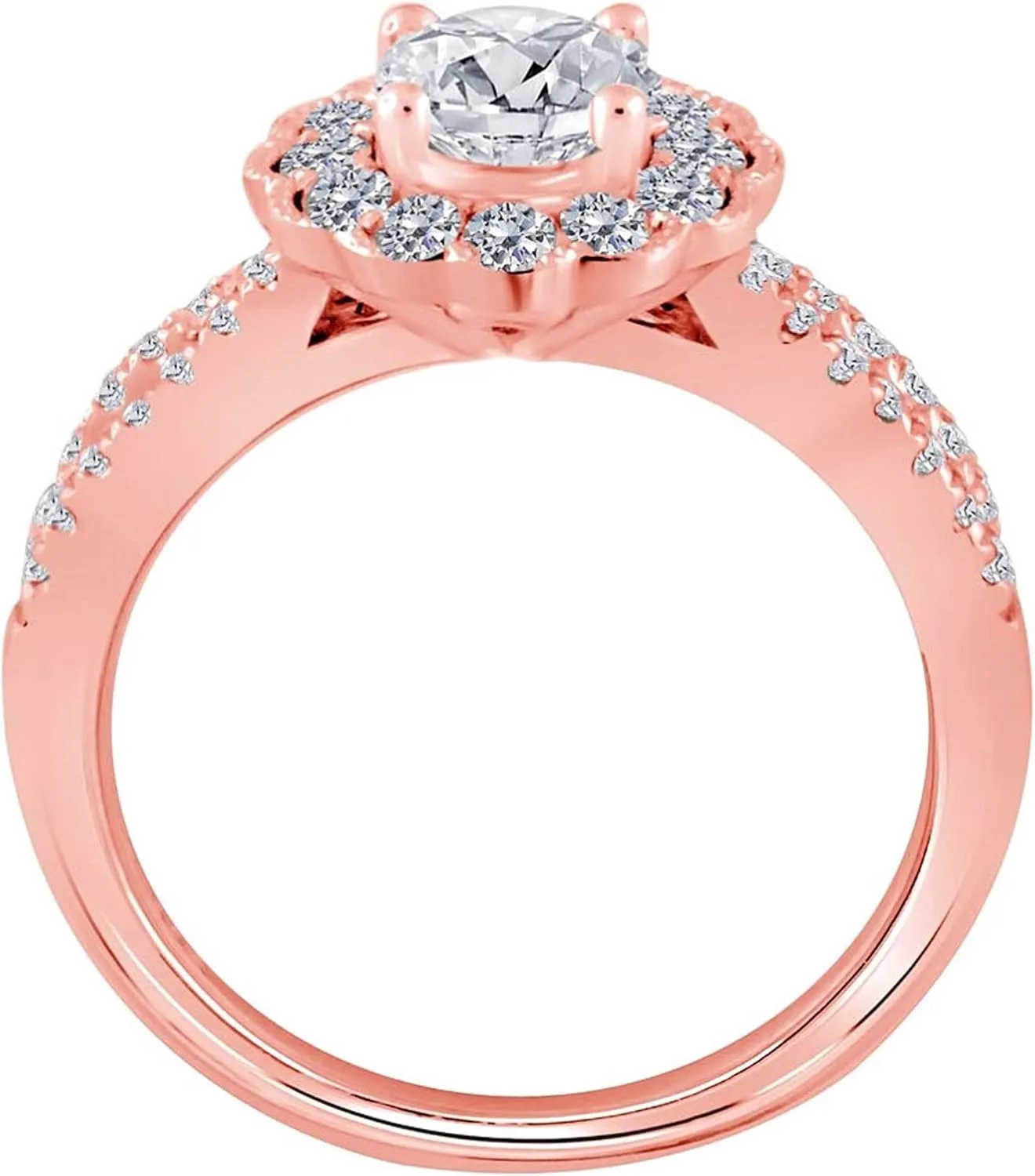 Engagement Rings for Women 1.25 Carat 14K Diamond Bridal Set Engagement Ring In Solid Rose, White & Yellow Gold Wedding Jewelry Collection -Valentines Day Gift for Her
