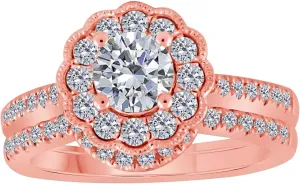Engagement Rings for Women 1.25 Carat 14K Diamond Bridal Set Engagement Ring In Solid Rose, White & Yellow Gold Wedding Jewelry Collection -Valentines Day Gift for Her