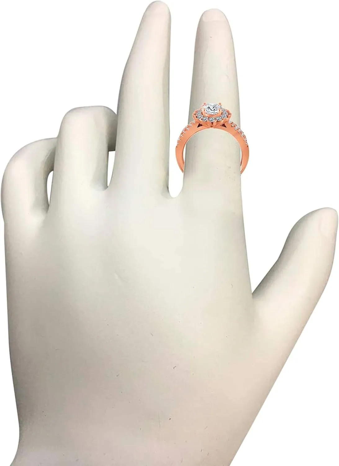 Engagement Rings for Women 1.25 Carat 14K Diamond Bridal Set Engagement Ring In Solid Rose, White & Yellow Gold Wedding Jewelry Collection -Valentines Day Gift for Her