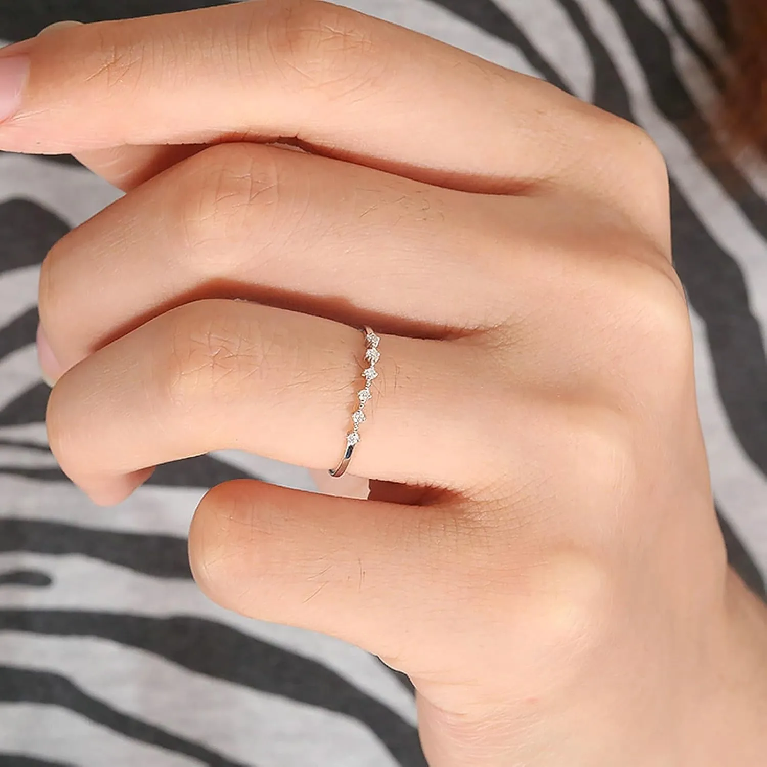 Eternity Ring for Women, 18K Wedding Ring Moissanite Stackable Knuckle for Women Anniversary