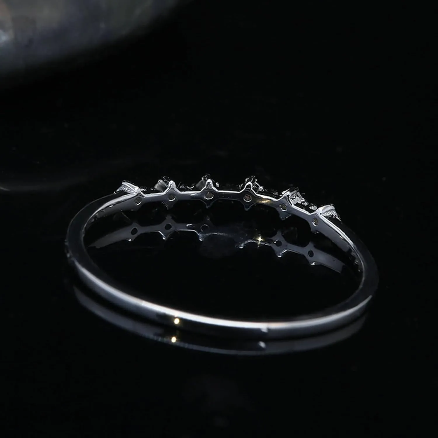 Eternity Ring for Women, 18K Wedding Ring Moissanite Stackable Knuckle for Women Anniversary