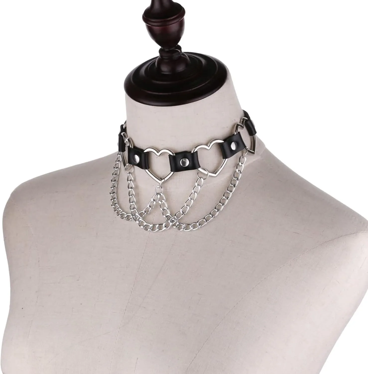 eYLun Women Goth Choker Punk Heart Leather Chain Collar Necklaces