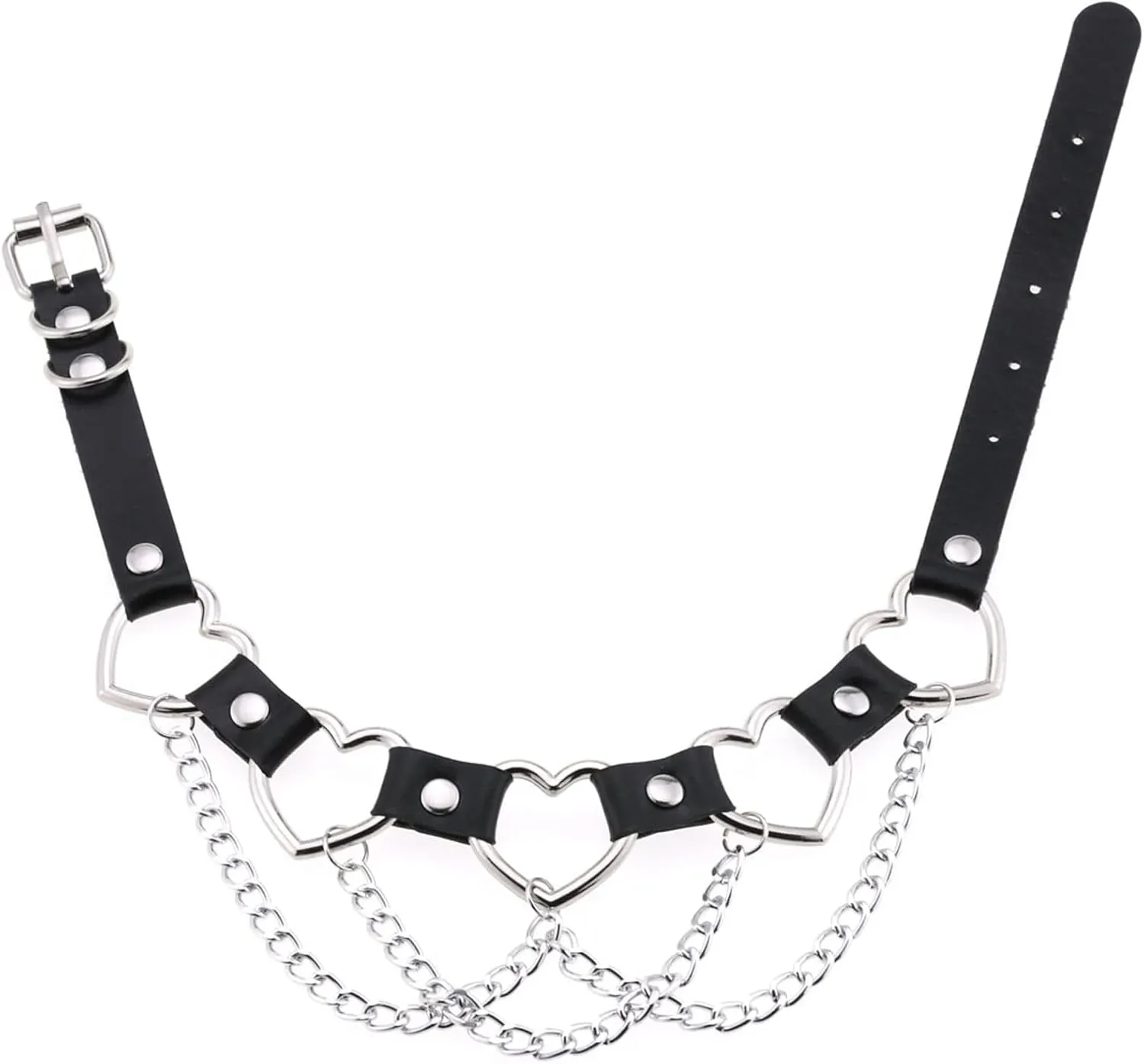 eYLun Women Goth Choker Punk Heart Leather Chain Collar Necklaces
