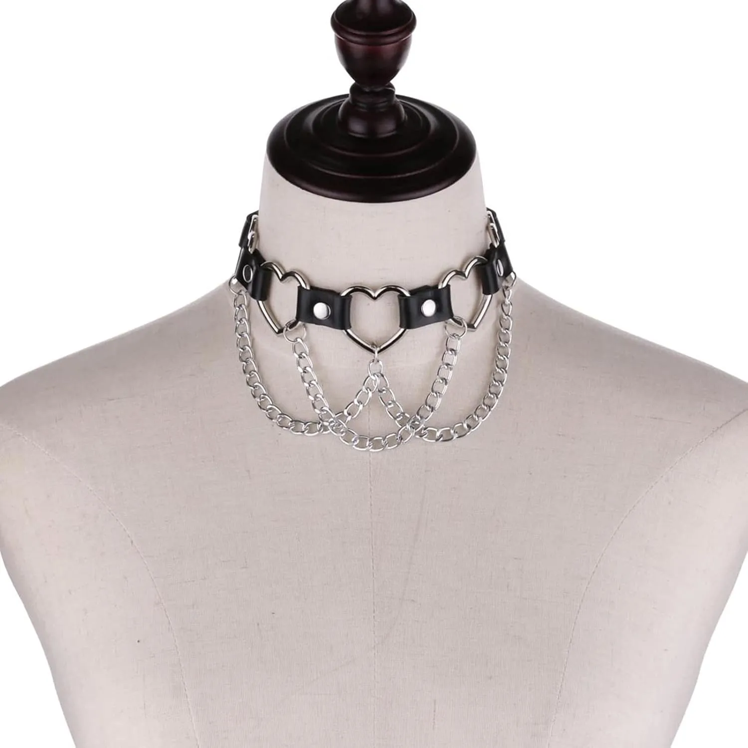eYLun Women Goth Choker Punk Heart Leather Chain Collar Necklaces