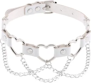 eYLun Women Goth Choker Punk Heart Leather Chain Collar Necklaces