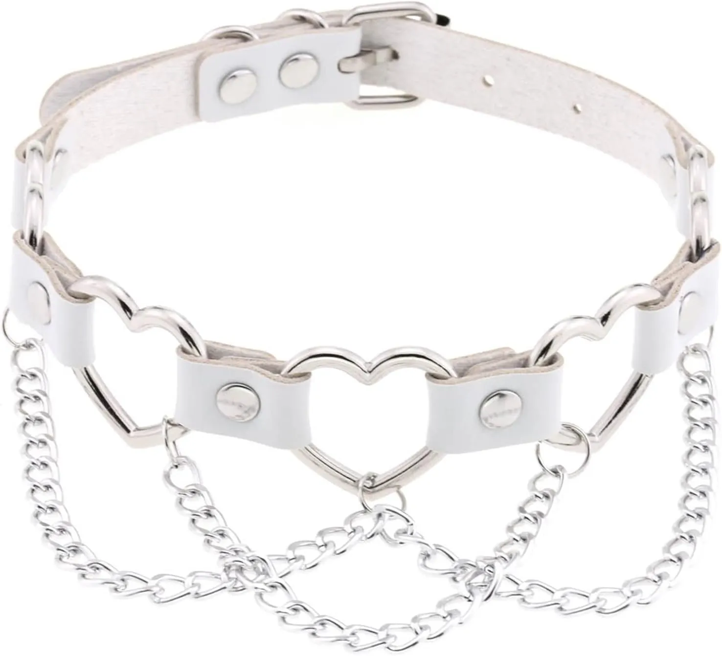 eYLun Women Goth Choker Punk Heart Leather Chain Collar Necklaces