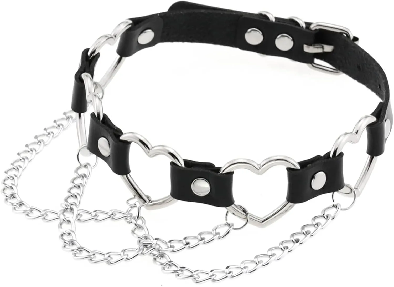 eYLun Women Goth Choker Punk Heart Leather Chain Collar Necklaces