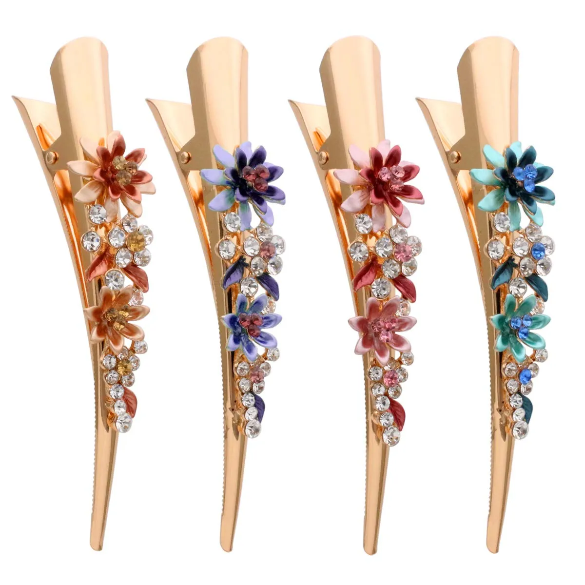 Fashion & Lifestyle Set of 4 Large Metal Alloy Alligator Sectioning Clips for Women and Girls - Pretty Strong Clamp Hair Pins Non-Slip Hair Grips Accessories for Thick Hair, Gold