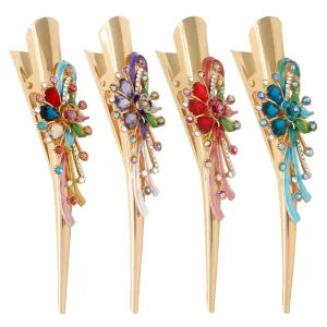 Fashion & Lifestyle Set of 4 Large Metal Alloy Alligator Sectioning Clips for Women and Girls - Pretty Strong Clamp Hair Pins Non-Slip Hair Grips Accessories for Thick Hair, Gold