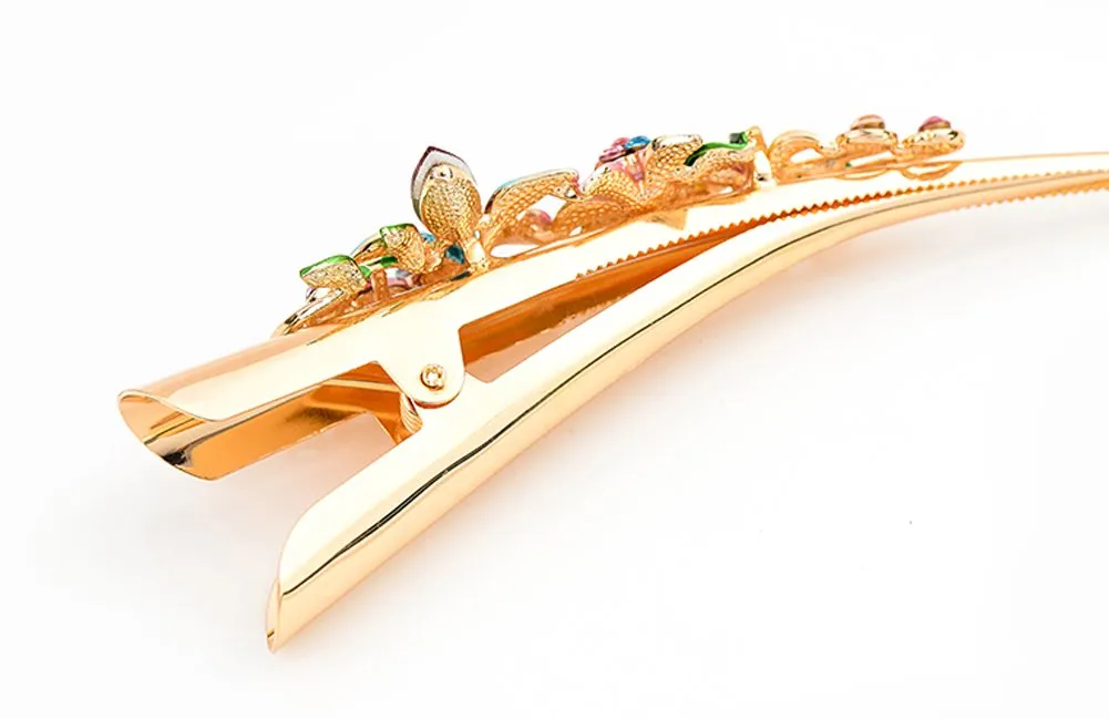 Fashion & Lifestyle Set of 4 Large Metal Alloy Alligator Sectioning Clips for Women and Girls - Pretty Strong Clamp Hair Pins Non-Slip Hair Grips Accessories for Thick Hair, Gold