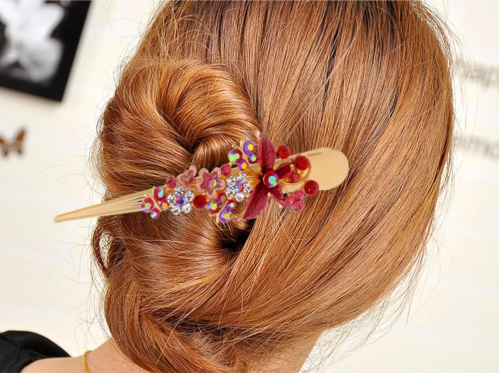 Fashion & Lifestyle Set of 4 Large Metal Alloy Alligator Sectioning Clips for Women and Girls - Pretty Strong Clamp Hair Pins Non-Slip Hair Grips Accessories for Thick Hair, Gold