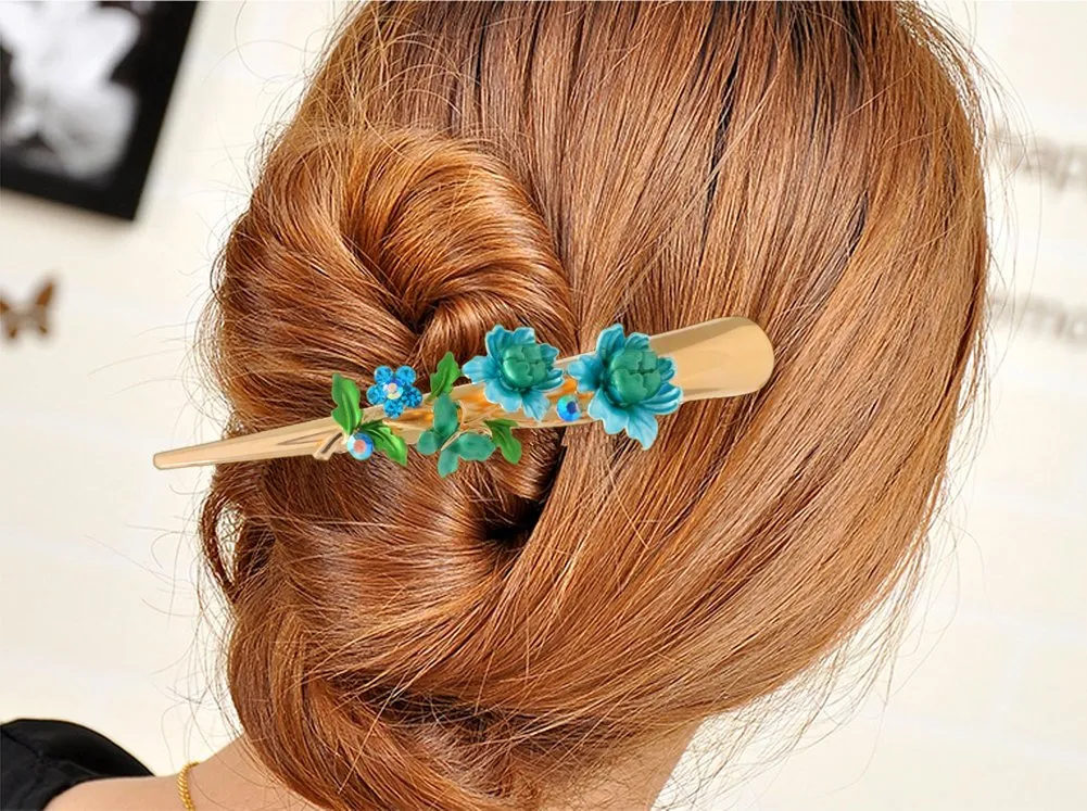 Fashion & Lifestyle Set of 4 Large Metal Alloy Alligator Sectioning Clips for Women and Girls - Pretty Strong Clamp Hair Pins Non-Slip Hair Grips Accessories for Thick Hair, Gold