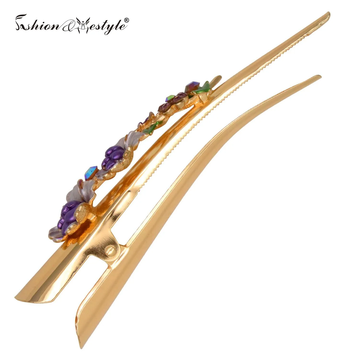 Fashion & Lifestyle Set of 4 Large Metal Alloy Alligator Sectioning Clips for Women and Girls - Pretty Strong Clamp Hair Pins Non-Slip Hair Grips Accessories for Thick Hair, Gold