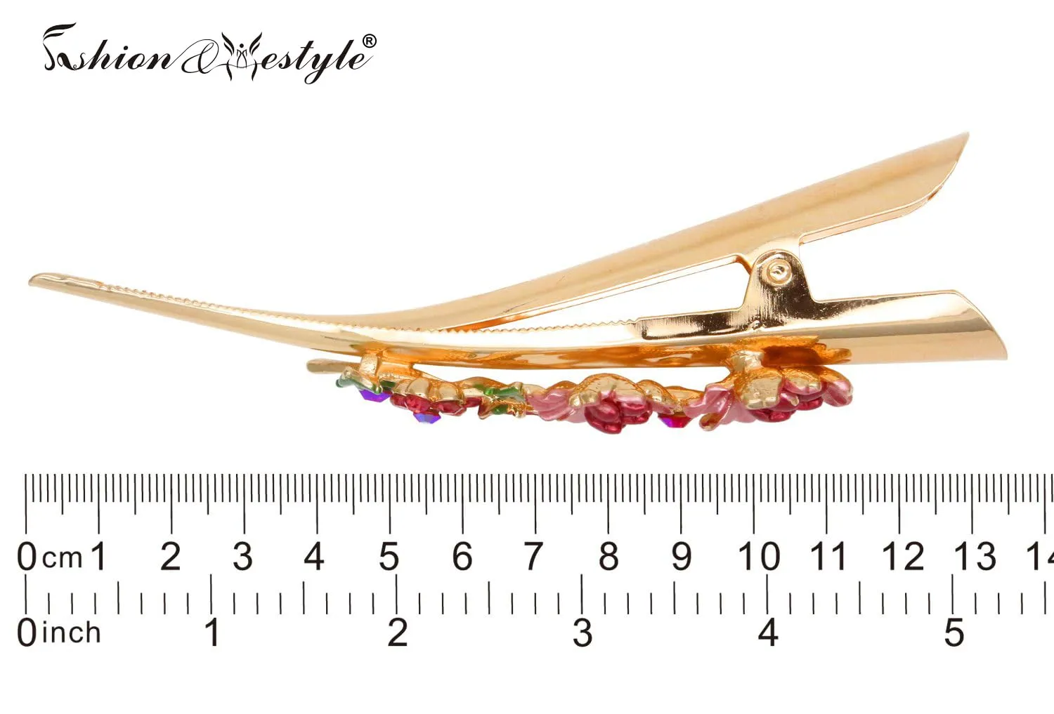 Fashion & Lifestyle Set of 4 Large Metal Alloy Alligator Sectioning Clips for Women and Girls - Pretty Strong Clamp Hair Pins Non-Slip Hair Grips Accessories for Thick Hair, Gold