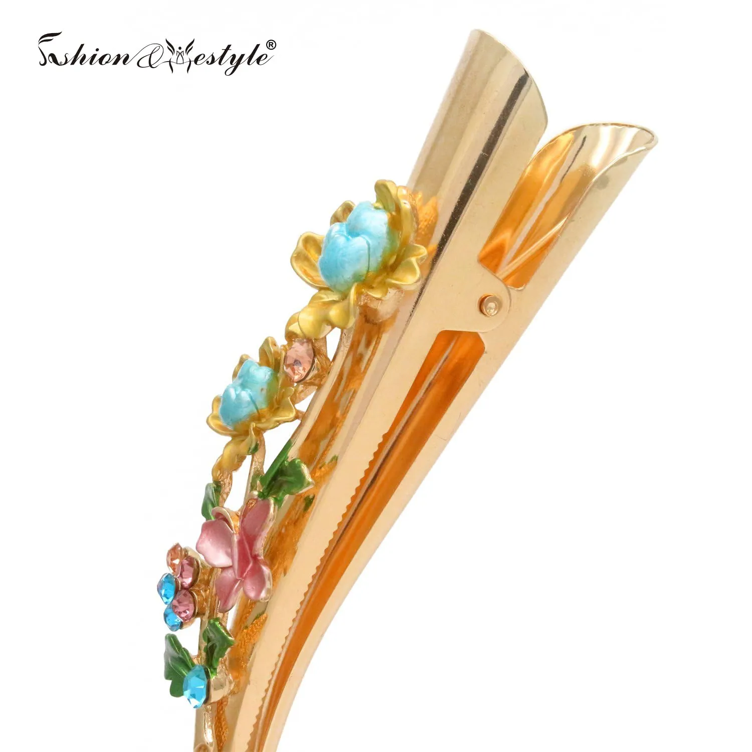 Fashion & Lifestyle Set of 4 Large Metal Alloy Alligator Sectioning Clips for Women and Girls - Pretty Strong Clamp Hair Pins Non-Slip Hair Grips Accessories for Thick Hair, Gold