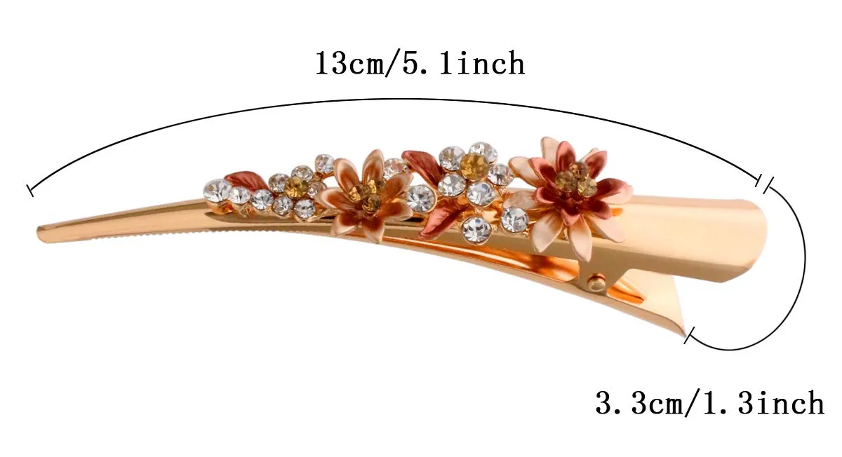 Fashion & Lifestyle Set of 4 Large Metal Alloy Alligator Sectioning Clips for Women and Girls - Pretty Strong Clamp Hair Pins Non-Slip Hair Grips Accessories for Thick Hair, Gold