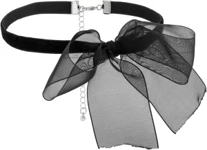 Fashion Black Mesh Bowknot Choker Necklace Elegant Collar Choker Temperament Neckband Jewelry Clavicle Chain Necklace