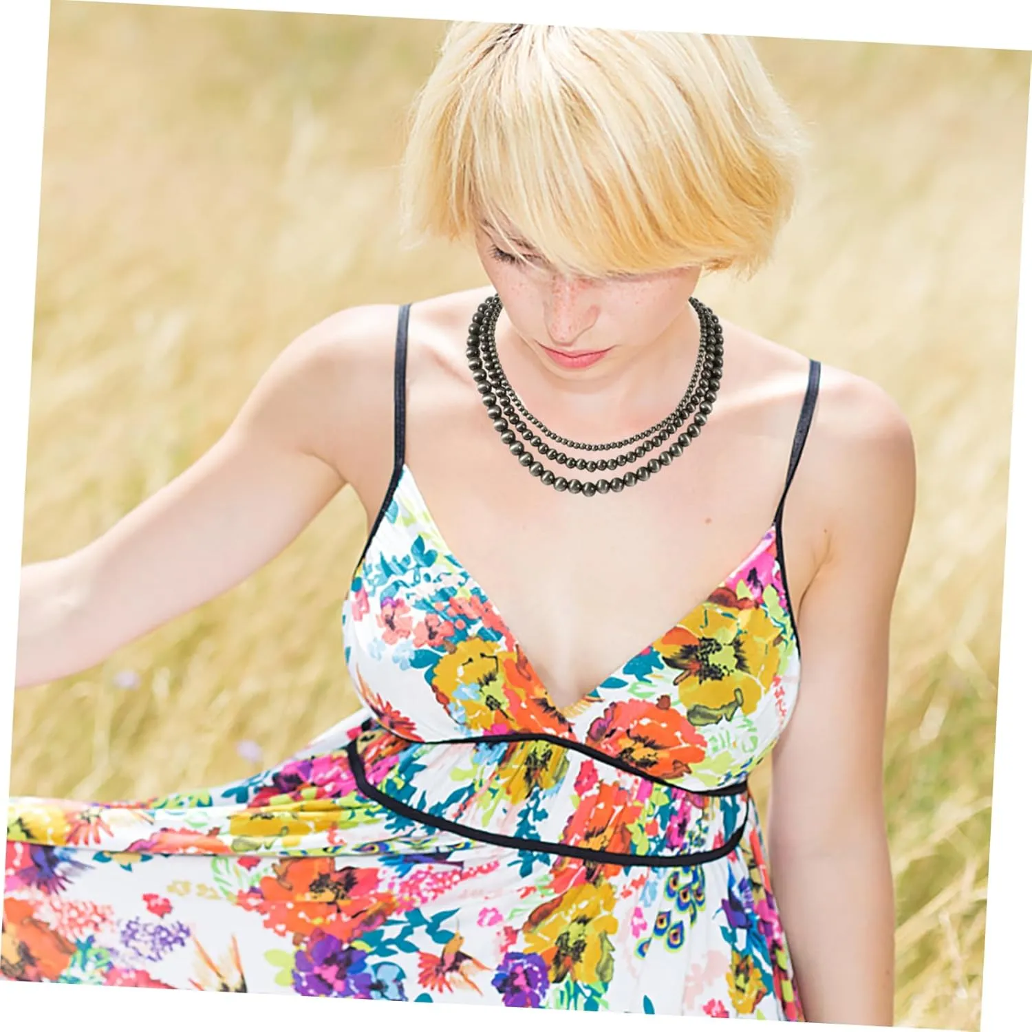 Fashion Layered Pearl Necklace for Women Elegant Simulation Pearls Neck Chain Retro Design Lightweight