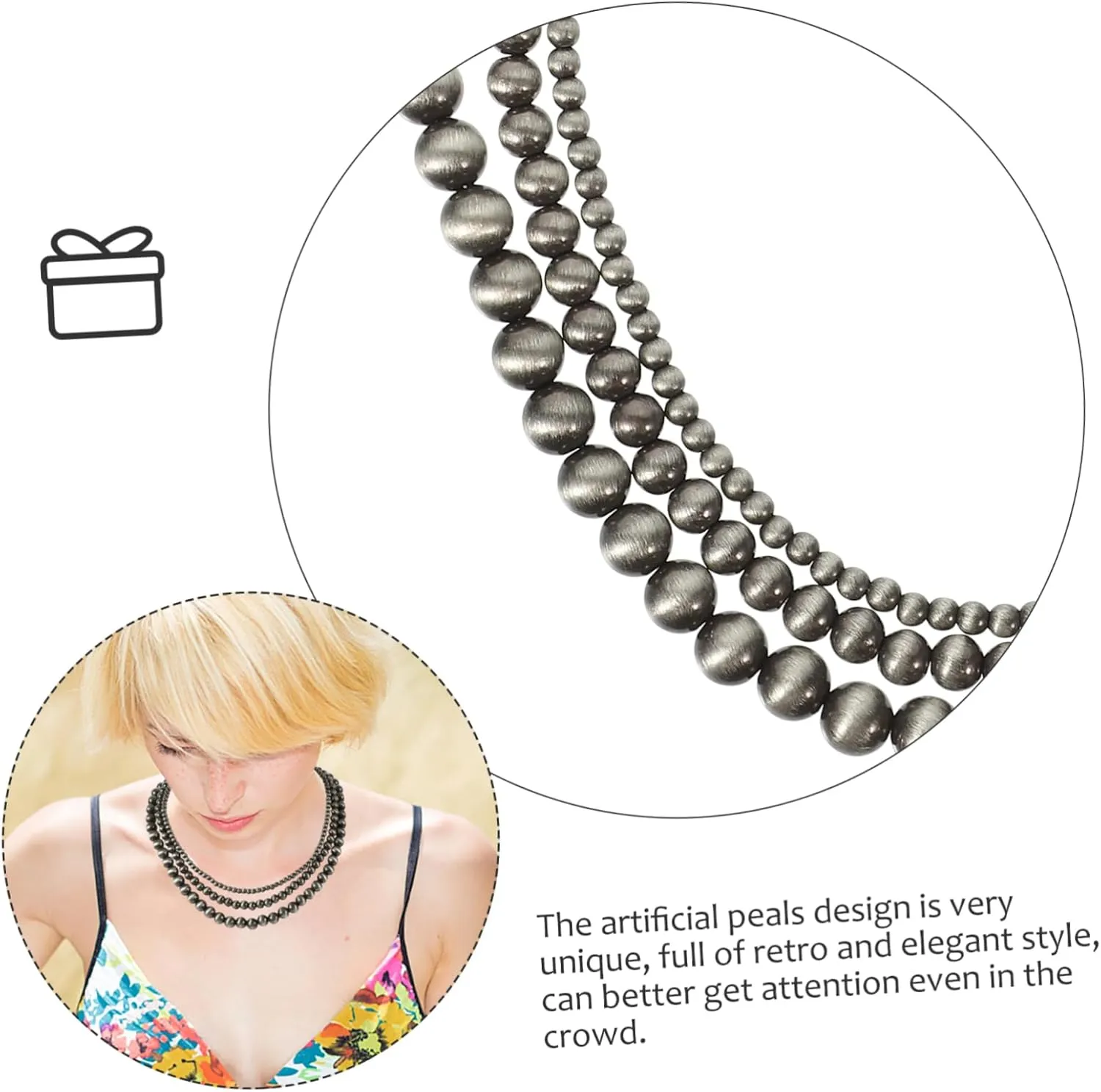 Fashion Layered Pearl Necklace for Women Elegant Simulation Pearls Neck Chain Retro Design Lightweight