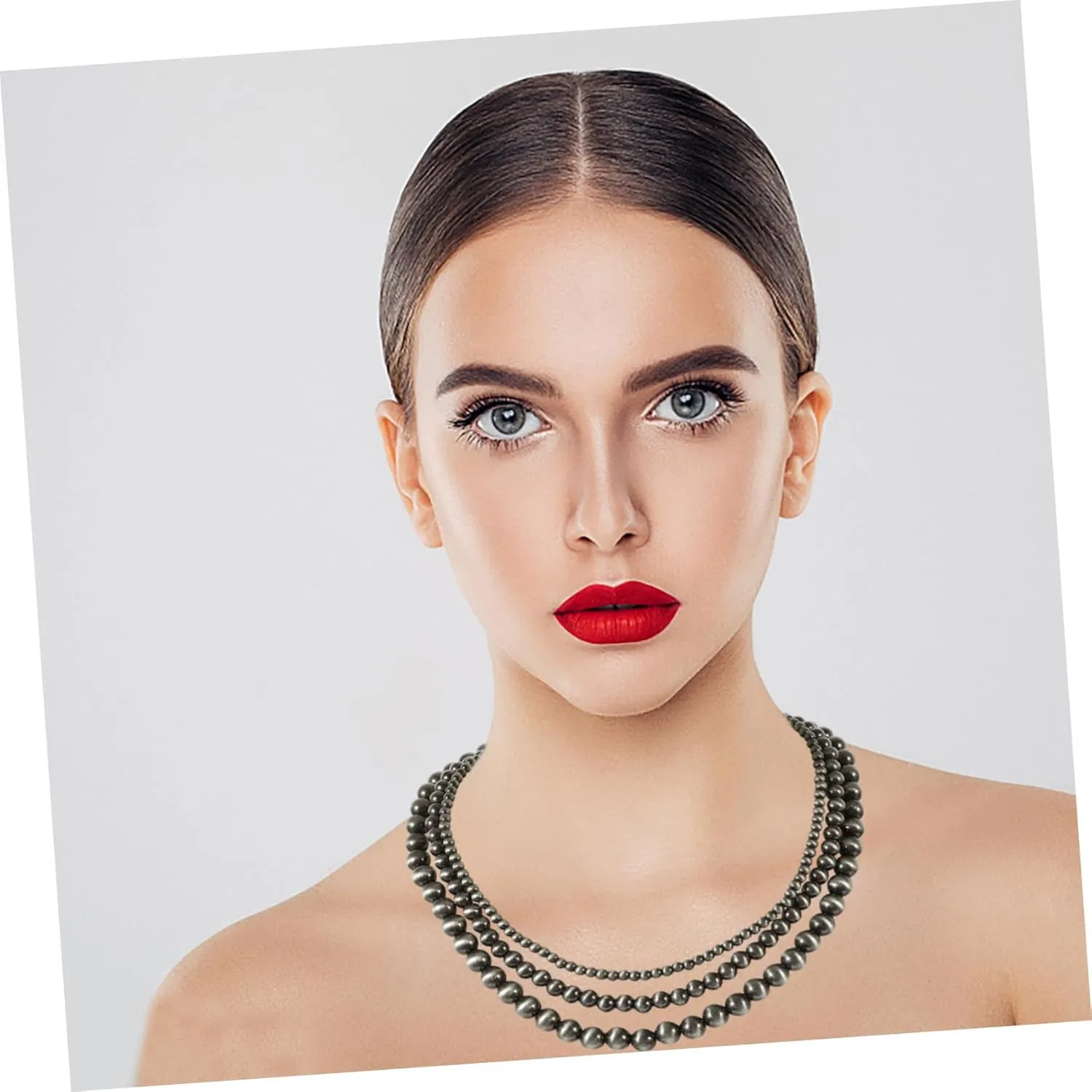 Fashion Layered Pearl Necklace for Women Elegant Simulation Pearls Neck Chain Retro Design Lightweight
