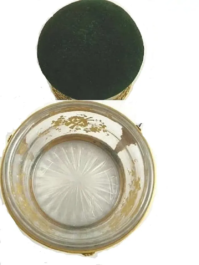 French Box Bronze Dore  Antique French Pin Cushion,  Hand Painted Gilt Details