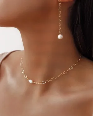 Freshwater Pearl Oval Chain Necklace