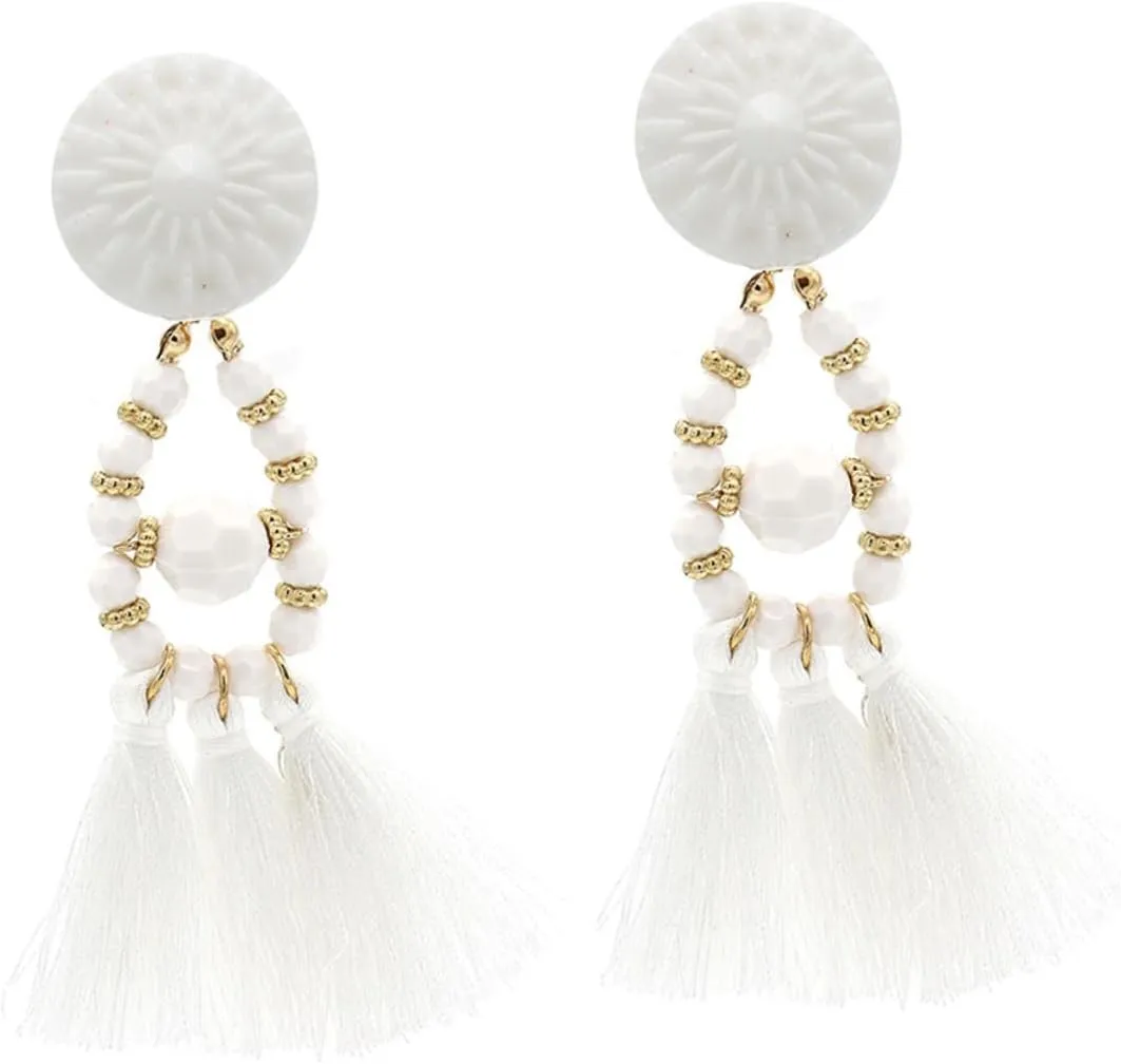 GALPADA Boho Chandelier Earrings for Women Trendy Drop Earrings Tassel and Crystal Jewelry for Lady