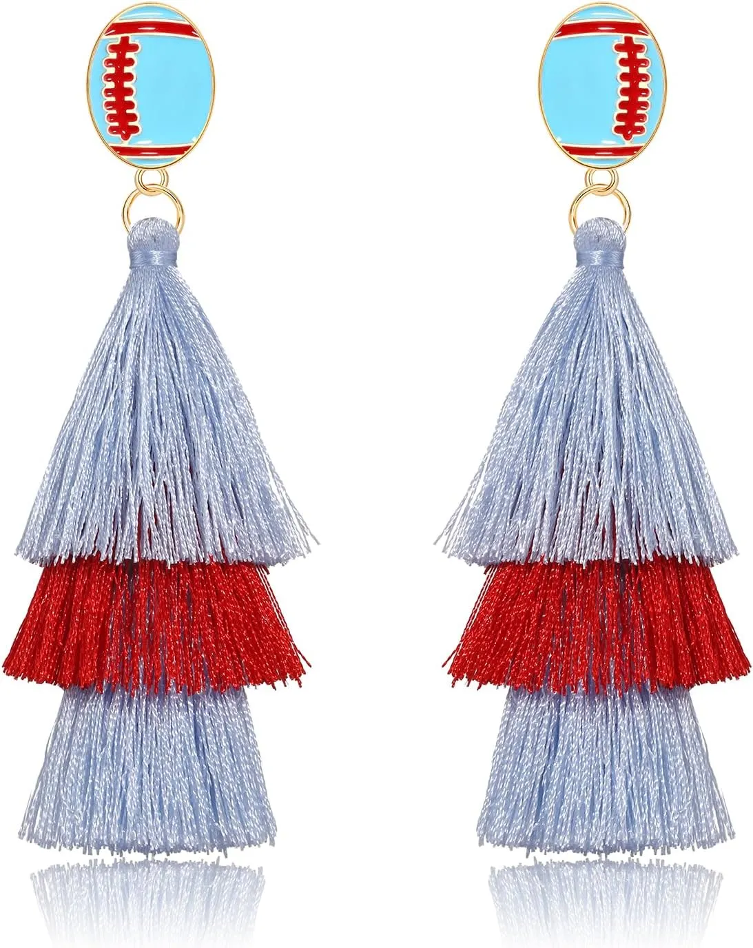 Game Day Earrings Sport Football Tassel Drop Earrings Fun Team Color Statement Earrings Game Day Team Supports Fan Jewelry Gift