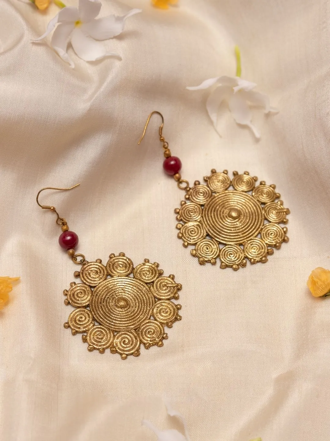 Geometric Circular Hook Earrings
