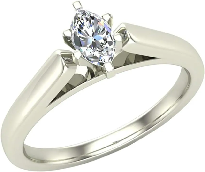 Glitz Design Marquise Cut Diamond Engagement Ring for women  carat 14K Gold 6 Prong Solitaire Setting