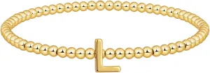 Gold Beaded Bracelets for Women, 14K Gold Plated C Initial Bracelets Trendy Strand Stretch Bracelet Dainty Gold Letter Bracelet for Women Jewelry Gifts