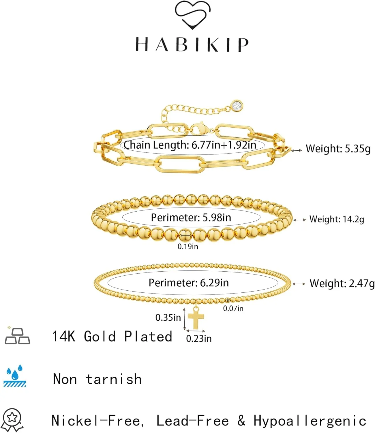 Gold Beaded Bracelets for Women, Dainty 14k Gold Plated Bracelet Stack Charm Stackable Bracelets Waterproof Adjustable Bracelet Sets Non Tarnish Jewelry Accessories for Women Christmas Gifts