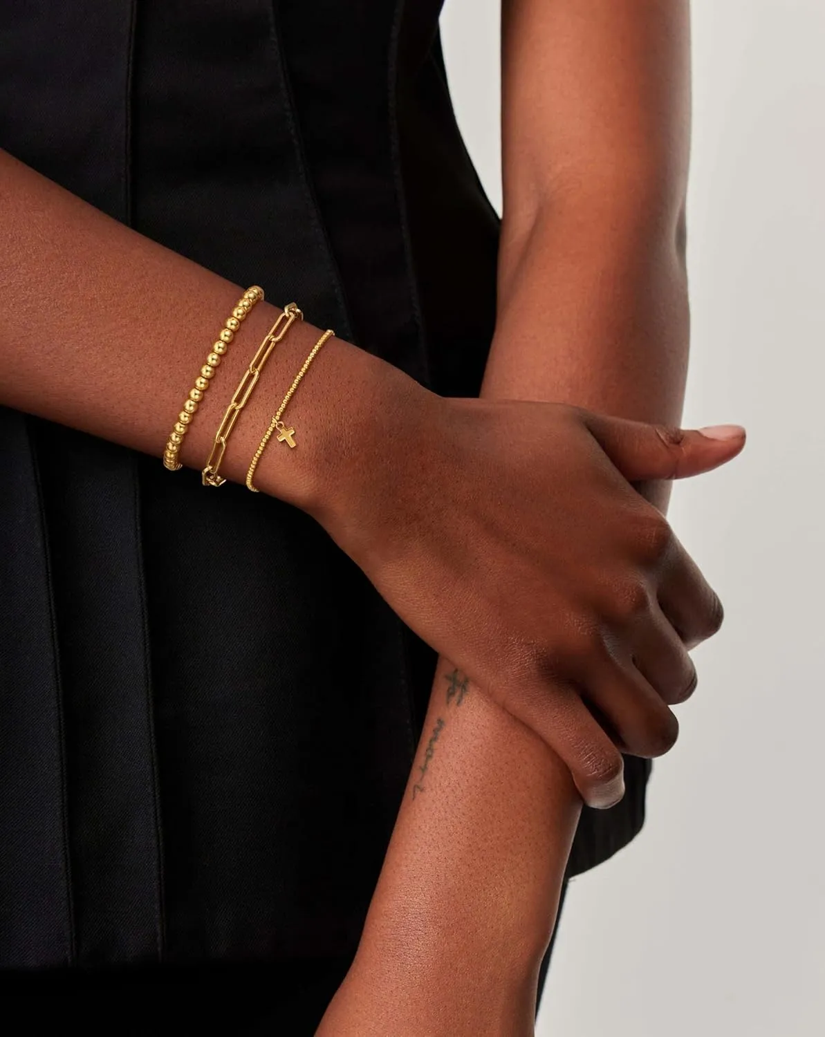 Gold Beaded Bracelets for Women, Dainty 14k Gold Plated Bracelet Stack Charm Stackable Bracelets Waterproof Adjustable Bracelet Sets Non Tarnish Jewelry Accessories for Women Christmas Gifts